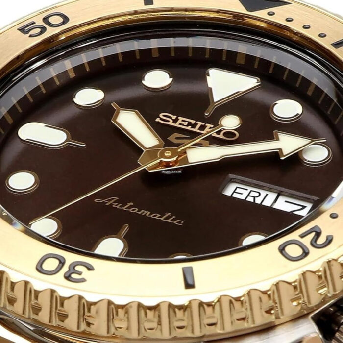 Seiko 5 Sports Automatic Brown Dial Two Tone Steel Strap Watch For Men - SRPK24 - Image 3